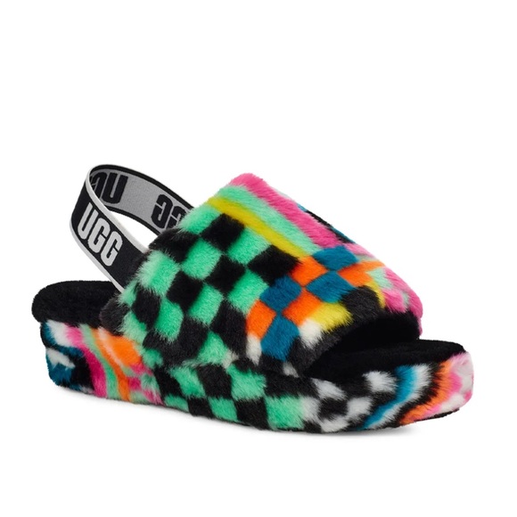 UGG Fluff Yeah Check Slide Sandals Size 8 - Picture 5 of 15